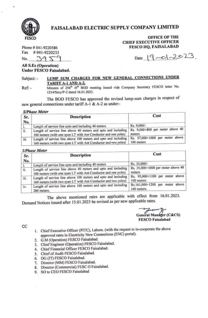 FESCO New Meter Connection Price 2025 Online Application Form Download ...