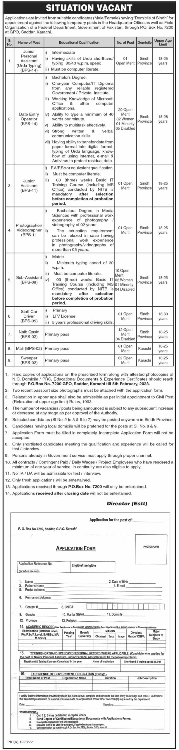 Latest Federal Government Department Jobs-2023