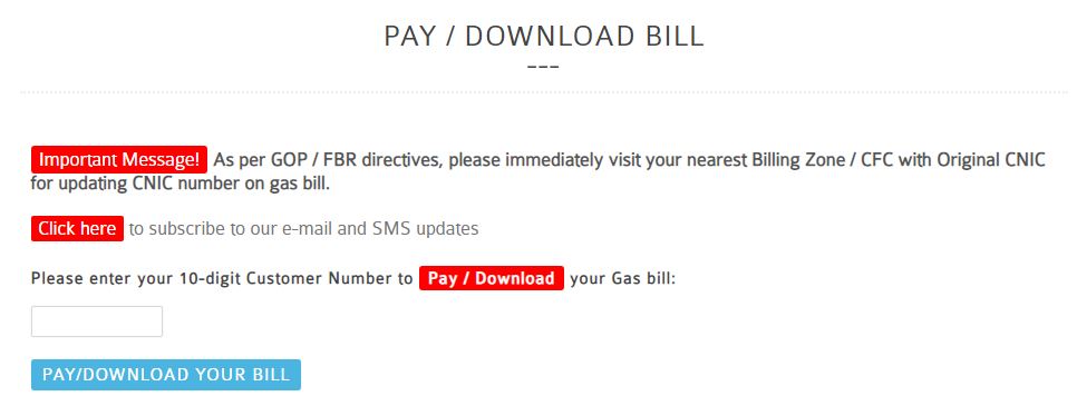 Sui Gas bill download pdf